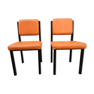 Chaises vintage en skaï orange