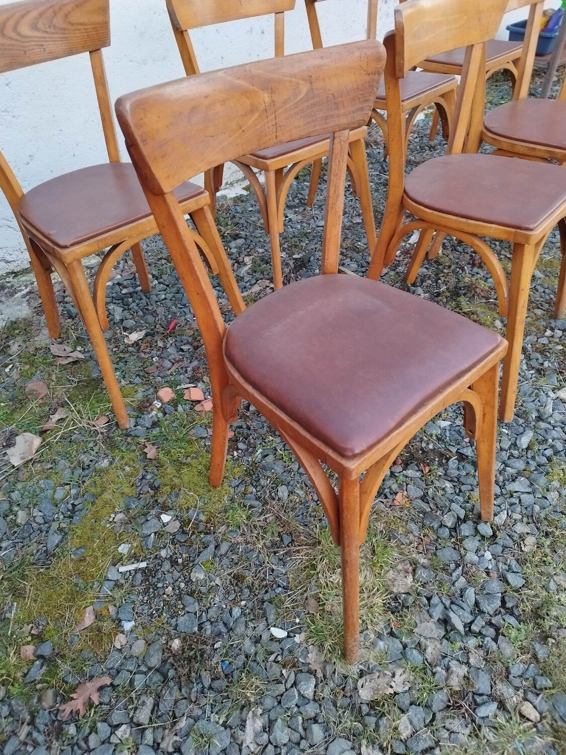 Set of  8 chairs bistro bar kitchen wood