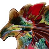 Bol vintage français en céramique Vallauris à motif de feuilles