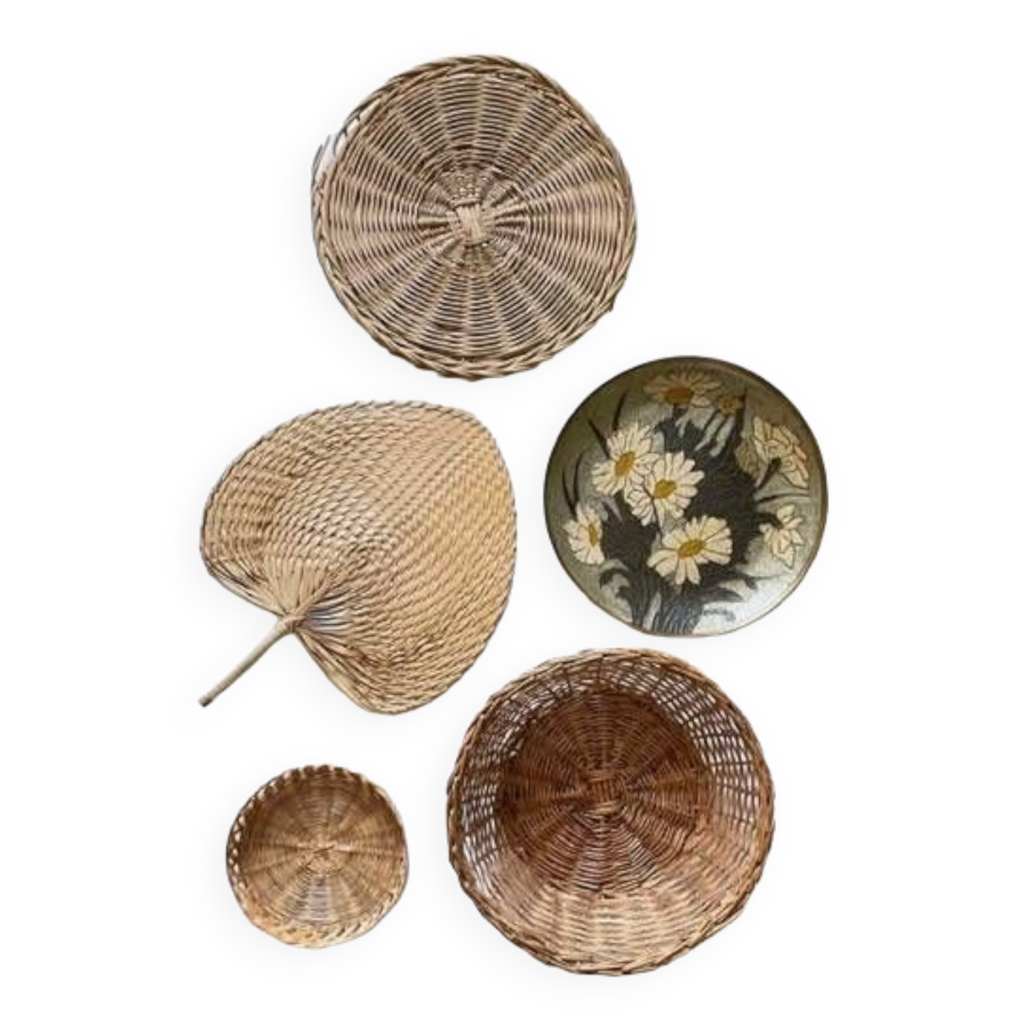 VINTAGE Wicker and Brass Wall COMPOSITION