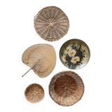 VINTAGE Wicker and Brass Wall COMPOSITION