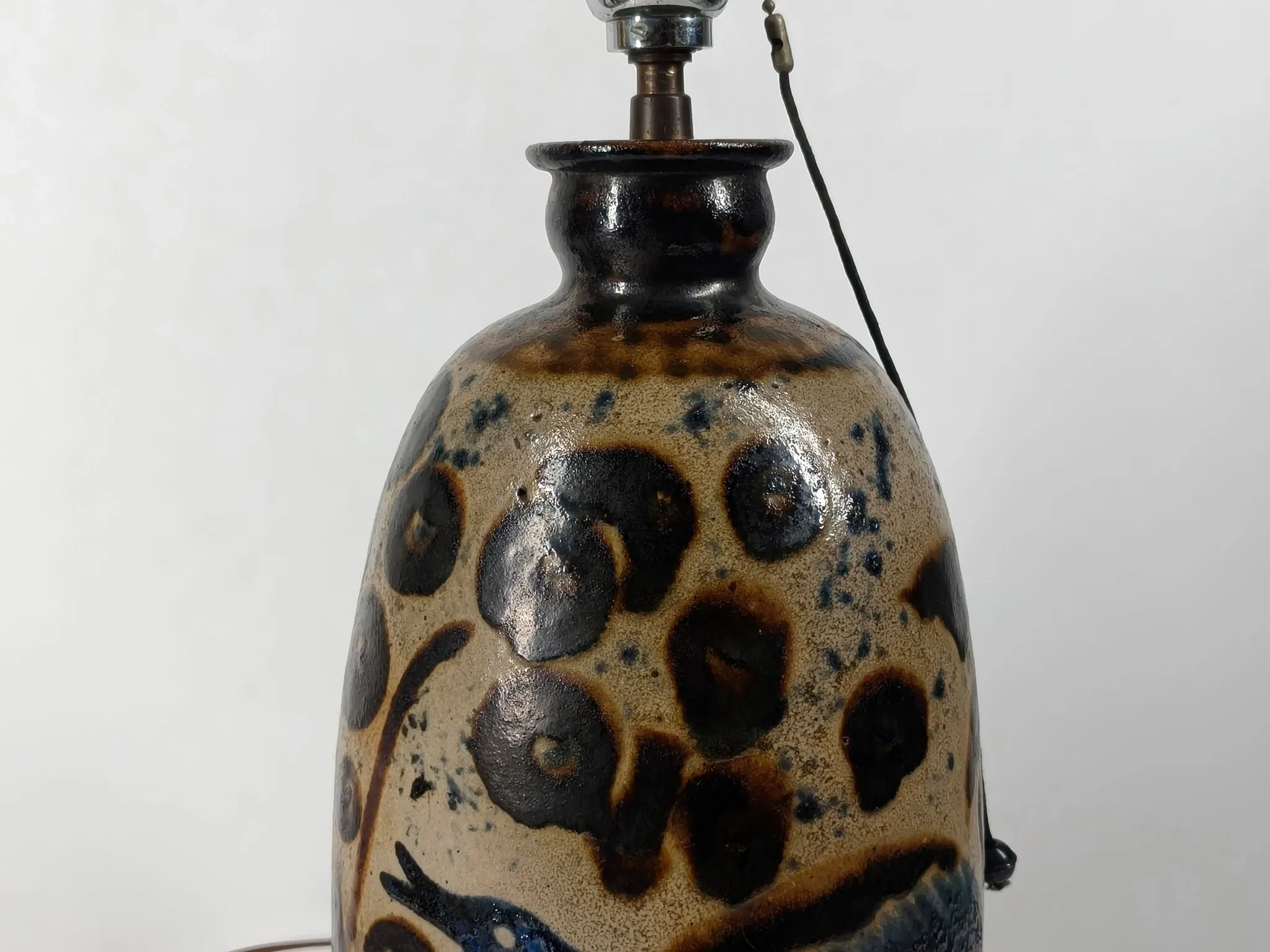 Art Deco Lamp in Stoneware with Blue Birds – Atelier Primavera, circa 1930