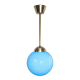A pendant lamp with a blue glass shade, 1940s.