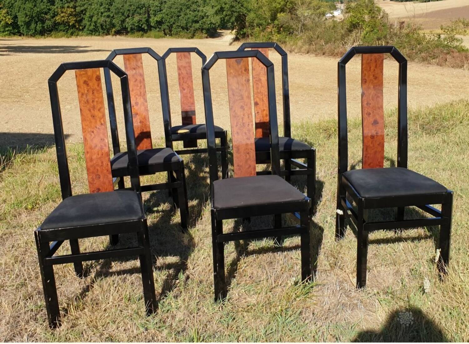 6 chaises vintage en bois noir