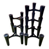 Set of 7 black candle holders designed by Koziol Hommage 2005 Germany