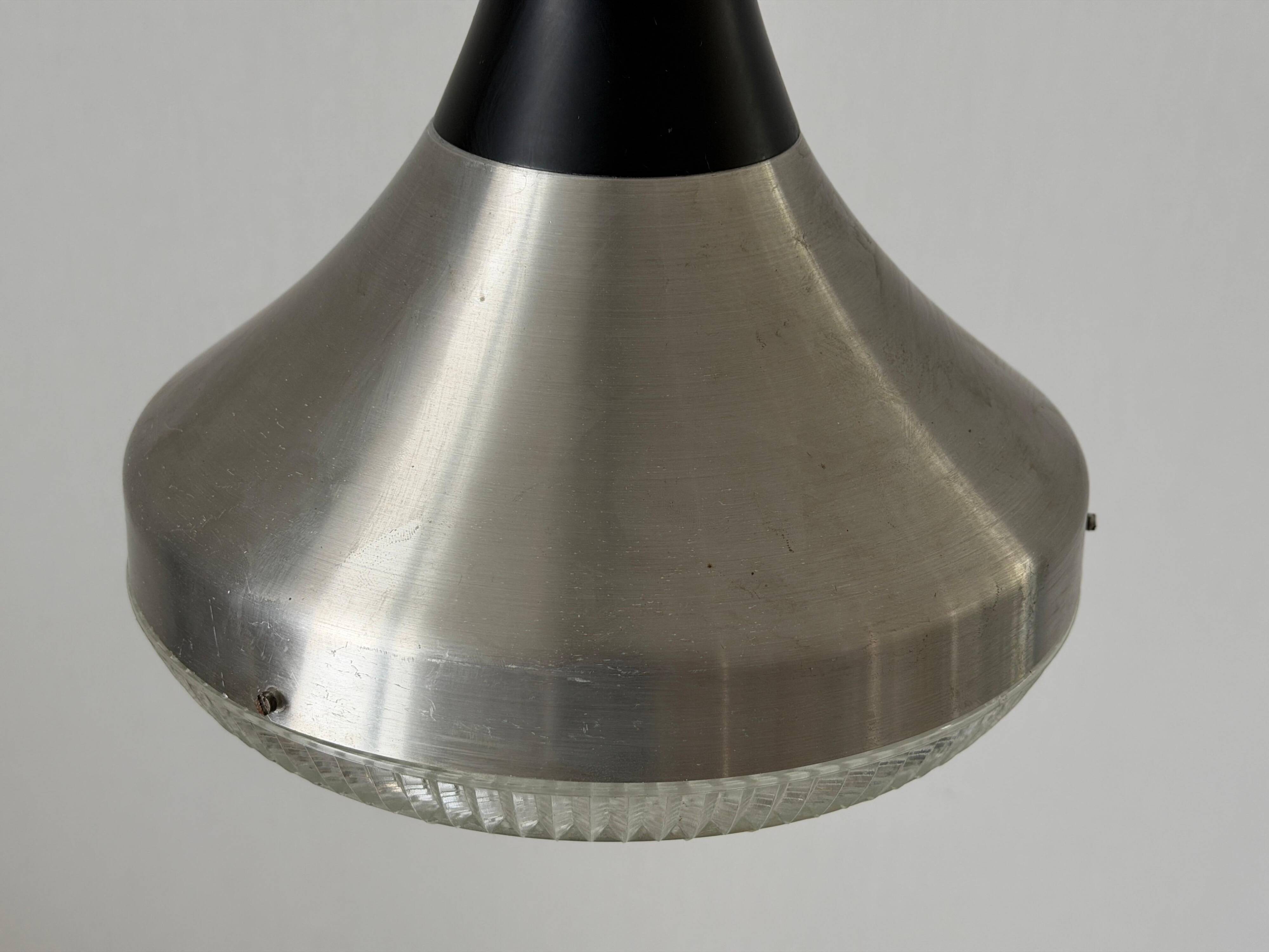 Crystal glass ceiling light with a metal frame, 1960s, Germany