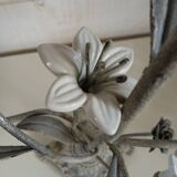 Antique chandelier in cast iron/metal and porcelain