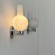 Pair of vintage wall lights in chrome and frosted glass, France, 1960