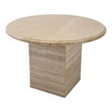 Italian Round Coffee or Side Table in Travertine, 1980s