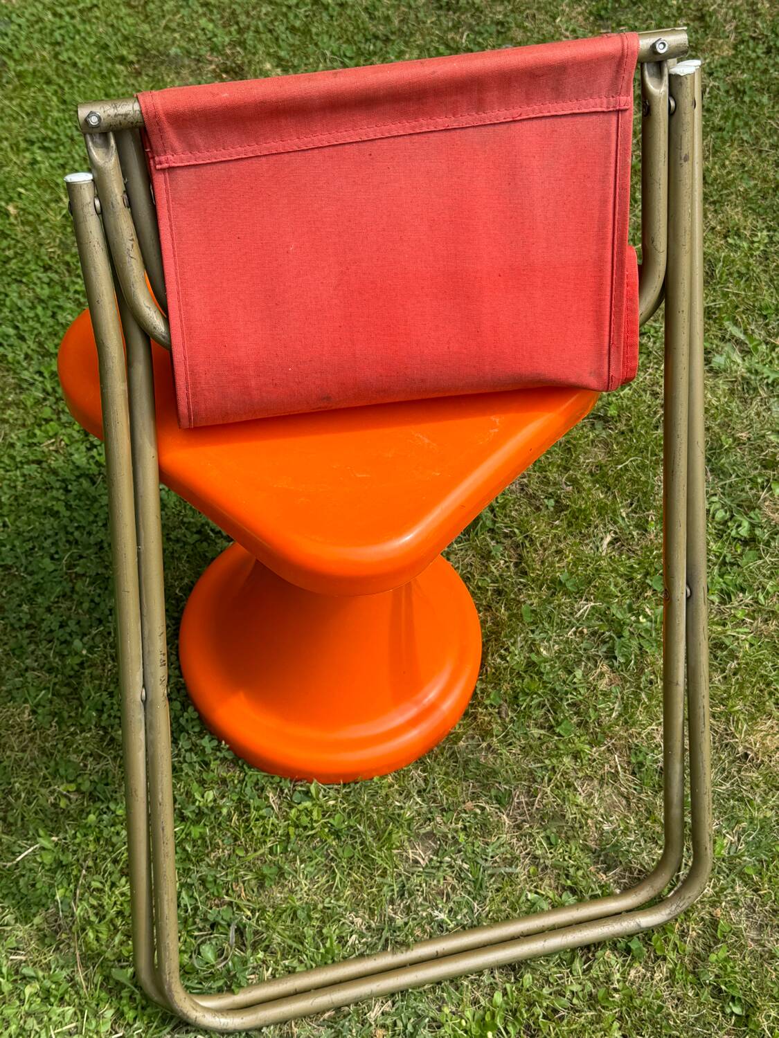 Vintage orange folding camping chair