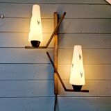 Large Mid-century wall light in brass and white opaline, 1950-60