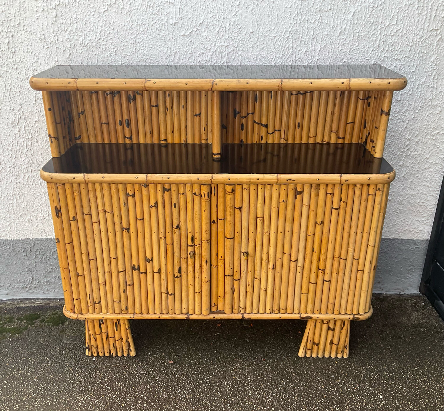 Vintage rattan bamboo bar from the 60s