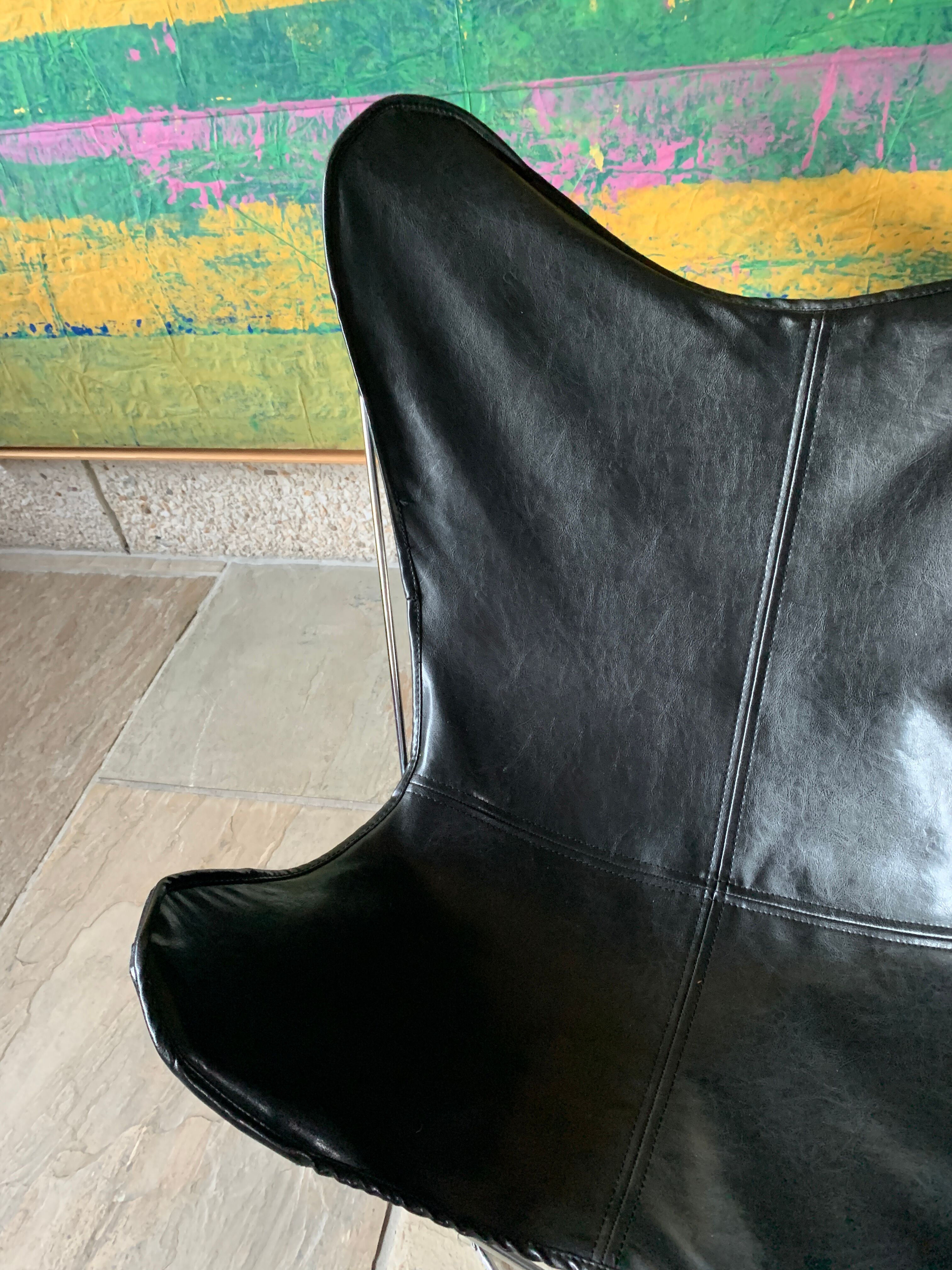 Folding chair style aa stainless steel and imitation leather