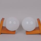 80s pine wall lights x2