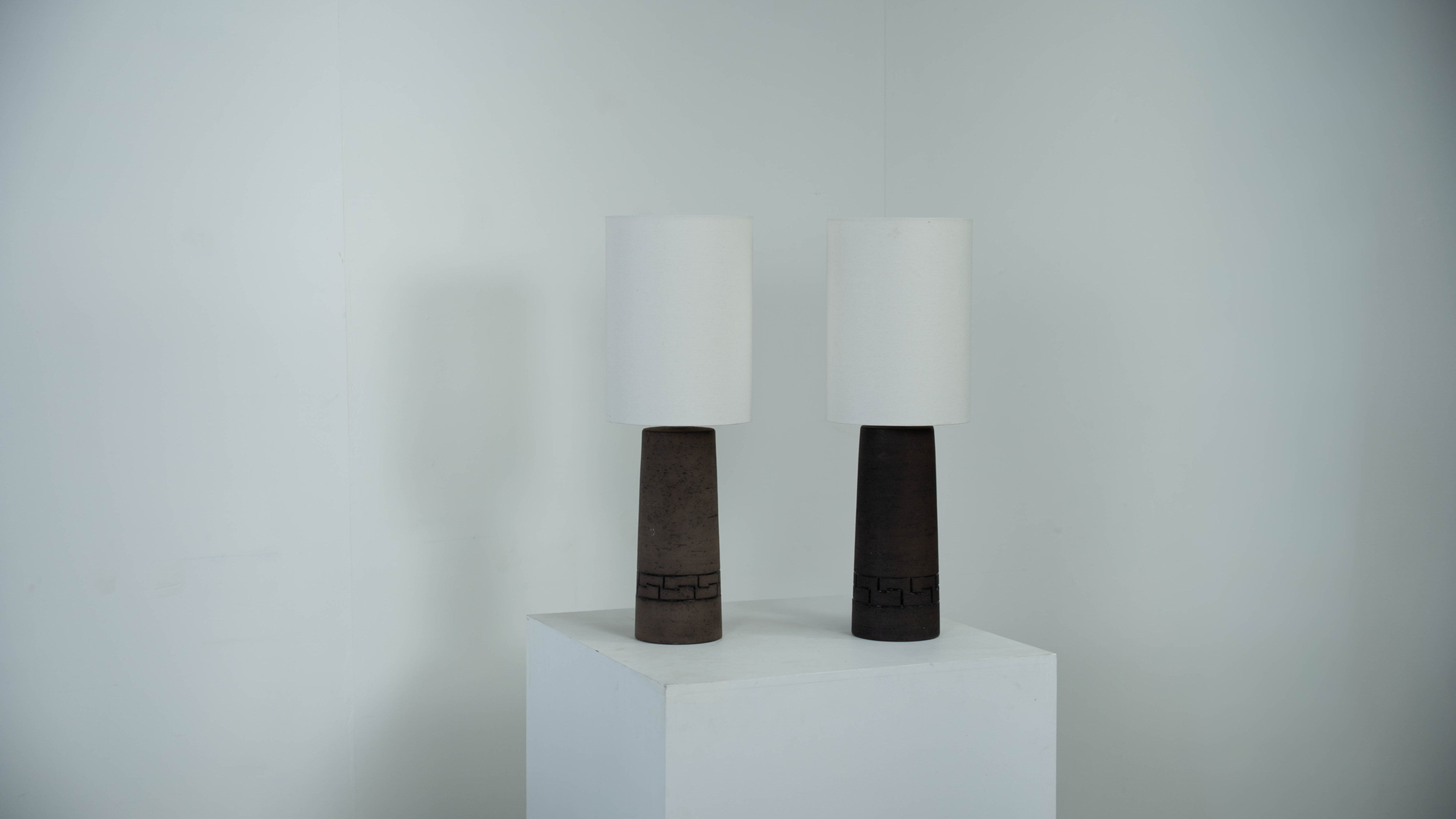 Set of two ceramic sculptural table lamps by Töreboda