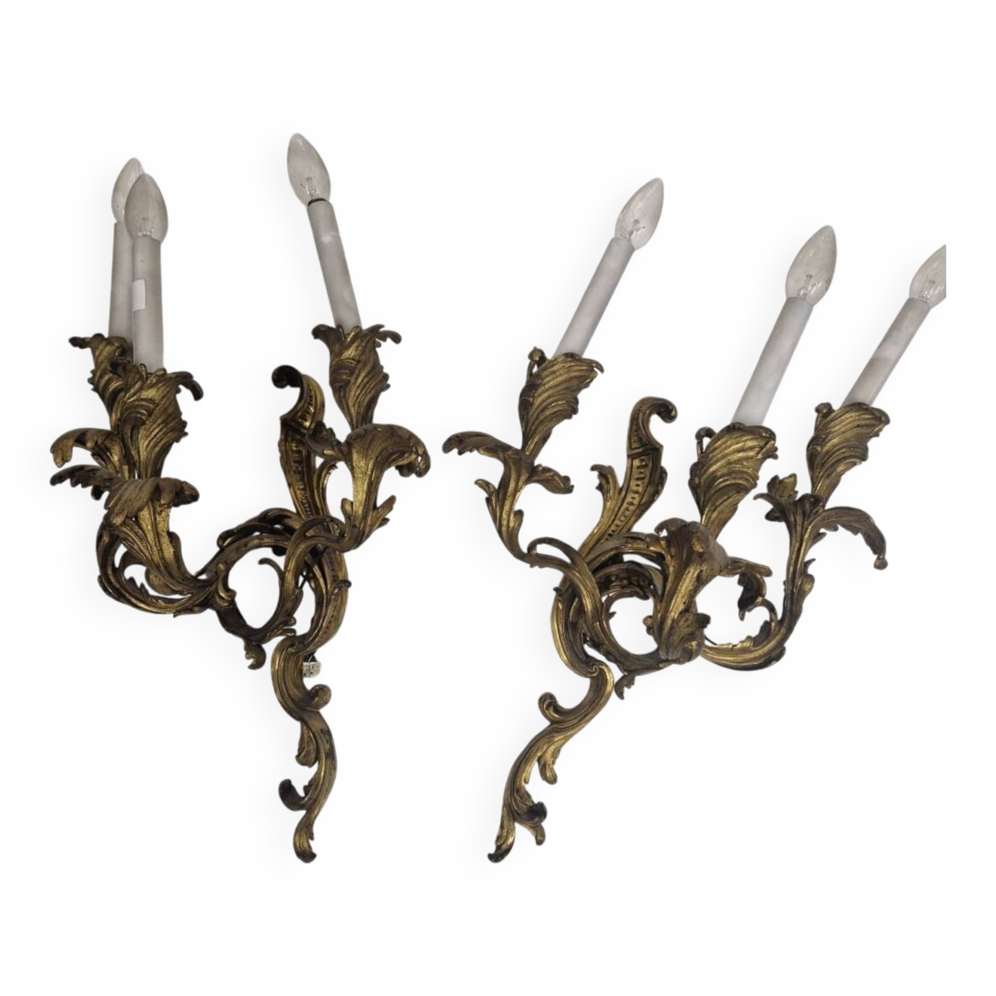 Large Pair of Louis XV Style Gilt Bronze Wall Lights