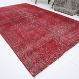 Tapis rouge affligé vintage 195x113cm