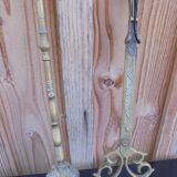 Zoomorphic bronze fireplace shovel and tongs