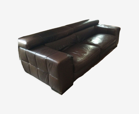Motorized 3-seater sofa, leather, Natuzzi | Selency