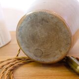 Stoneware lamp with a cotton thread shade, 1970s.