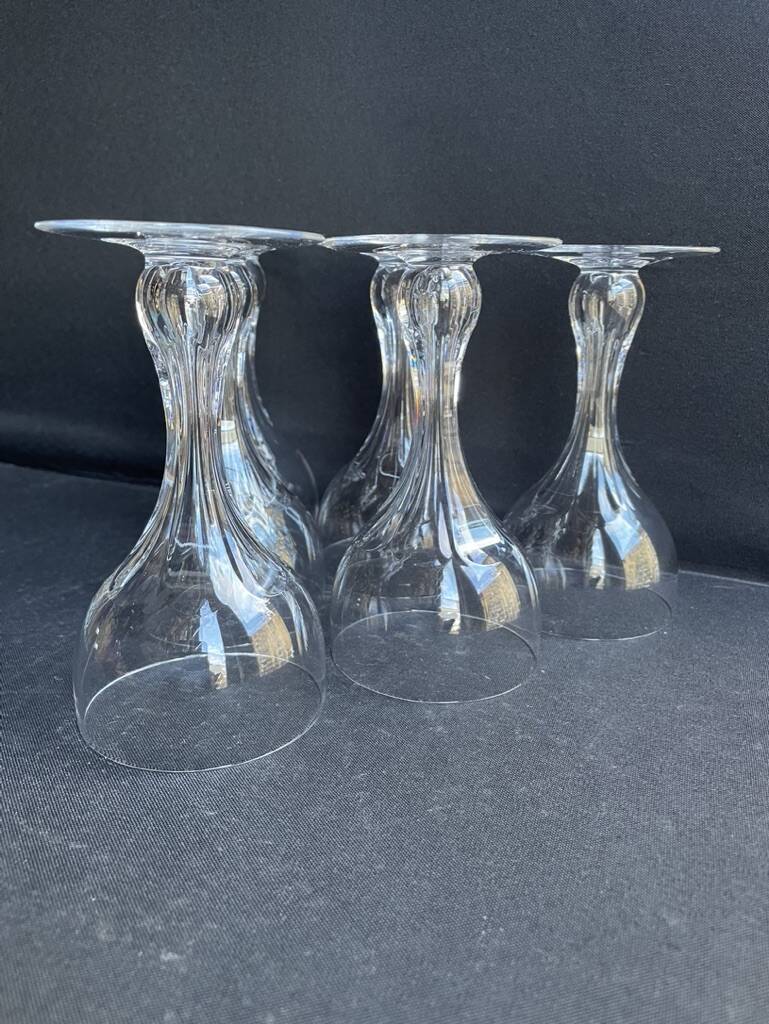 5 hollow foot champagne glasses – bayel cristallerie royale de champagne