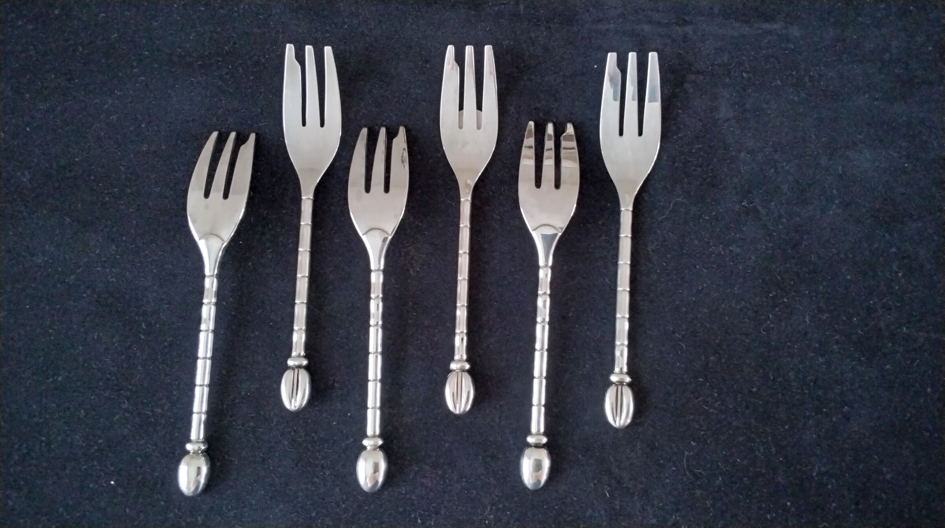 6 fourchettes à gateaux en acier inoxydable