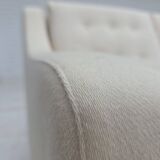 1970s, 3-seater Danish sofa, beige/white furniture wool, teak wood legs.