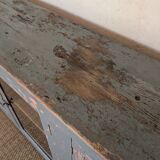 Glazed enfilade antique workbench – blue patina