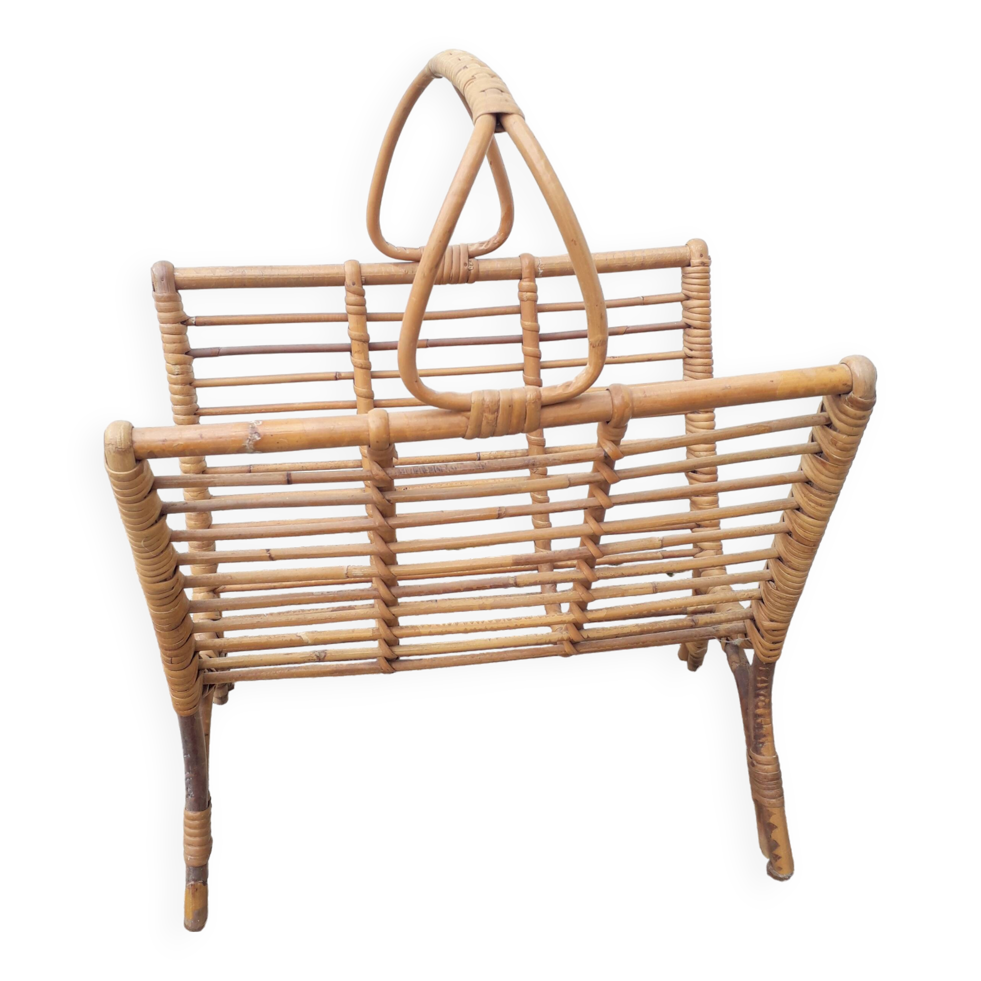 Porte-revues en rotin (année 70)