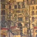 " Vue animée d'une rue de Paris " Huile sur toile XX siècle