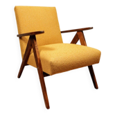 Fauteuil Mid-Century en bois de couleur jaune avec boucle au design scandinave