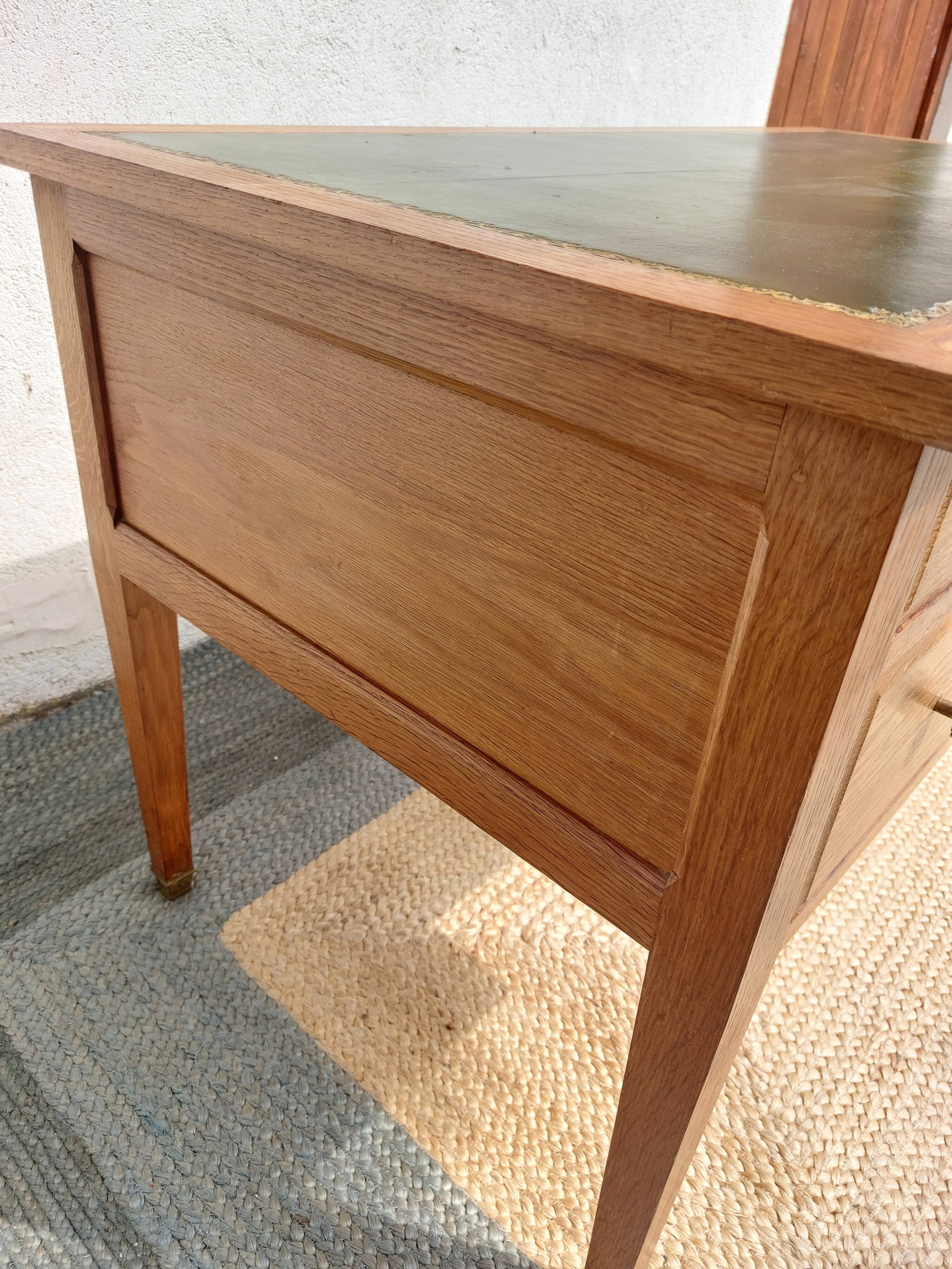 solid wood desk, leather top and extension