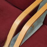 Pair of Czech burgundy brown velvet armchairs 1970