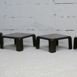 Mario Bellini. Suite of 4 pull-out coffee tables "Gatti", published by C&B Italia, circa 1970.