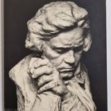 Old photograph by Eugène Fiorillo after Fix Masseau, bust of Beethoven, silver print