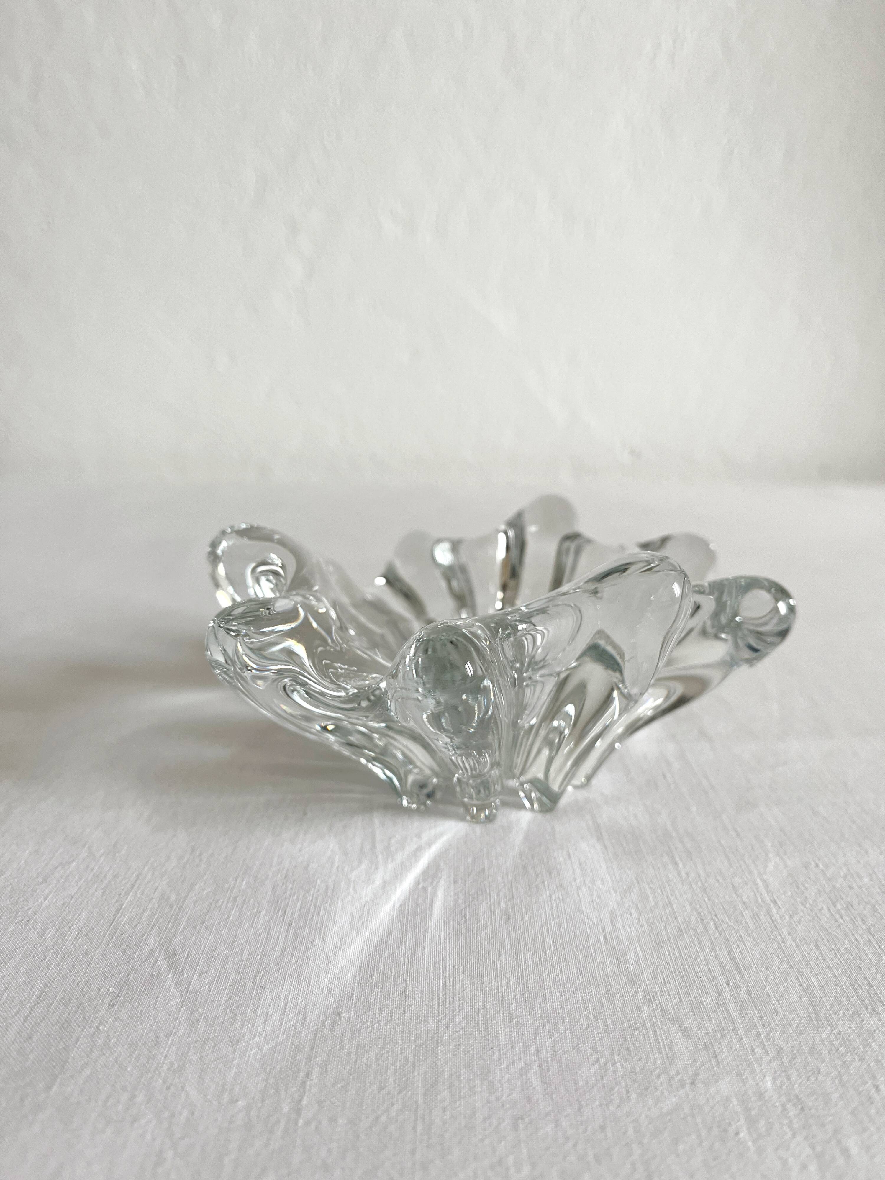 Vintage 70s organic shaped crystal ashtray