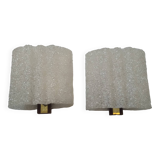 Pair of Scandinavian teak and perspex wall lights