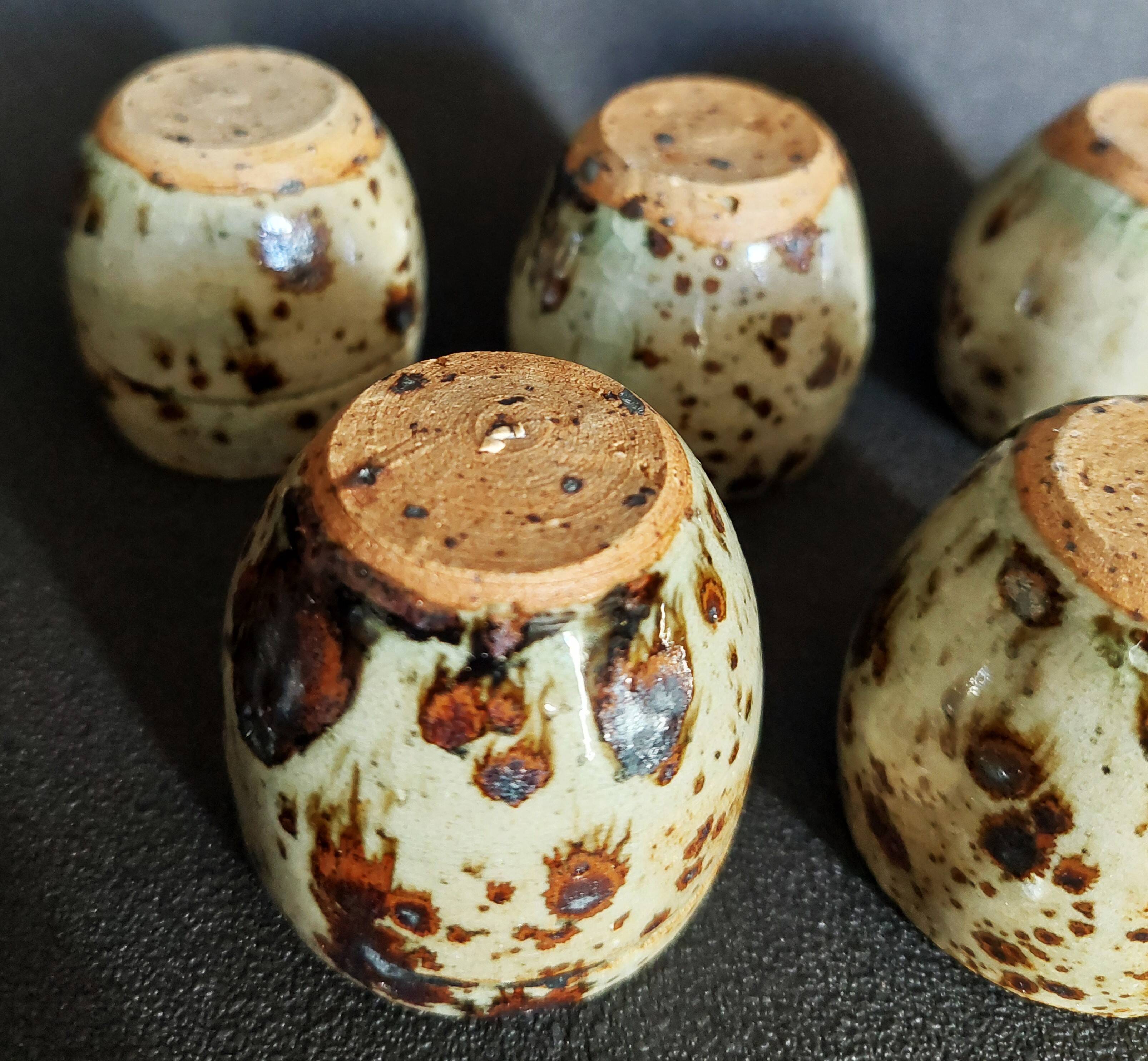 Set of 20th-century stoneware liqueur glasses