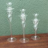 Set of 3 glass candle holders