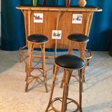 Bar and rattan stools 60s