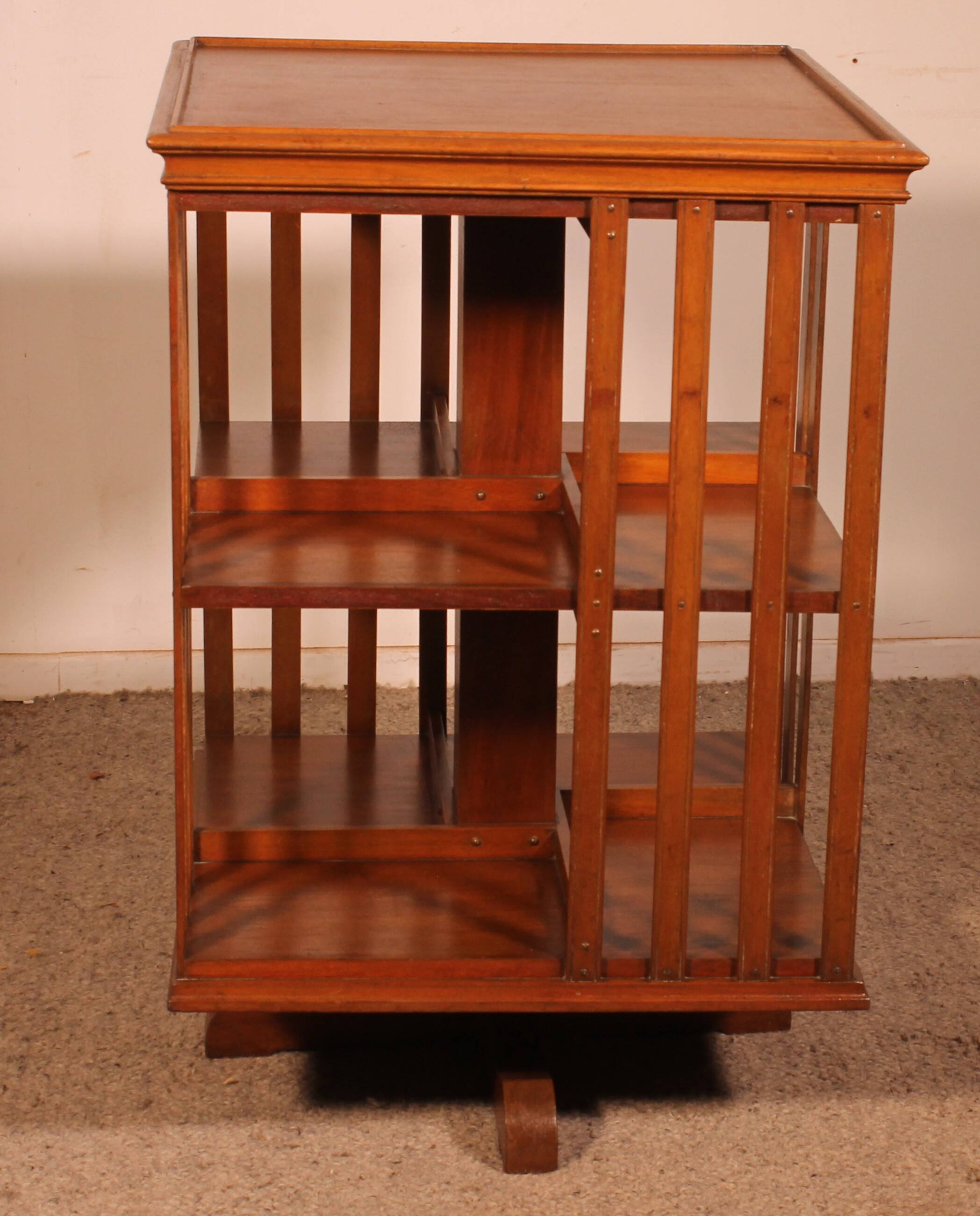 Rotating library in blonde mahogany