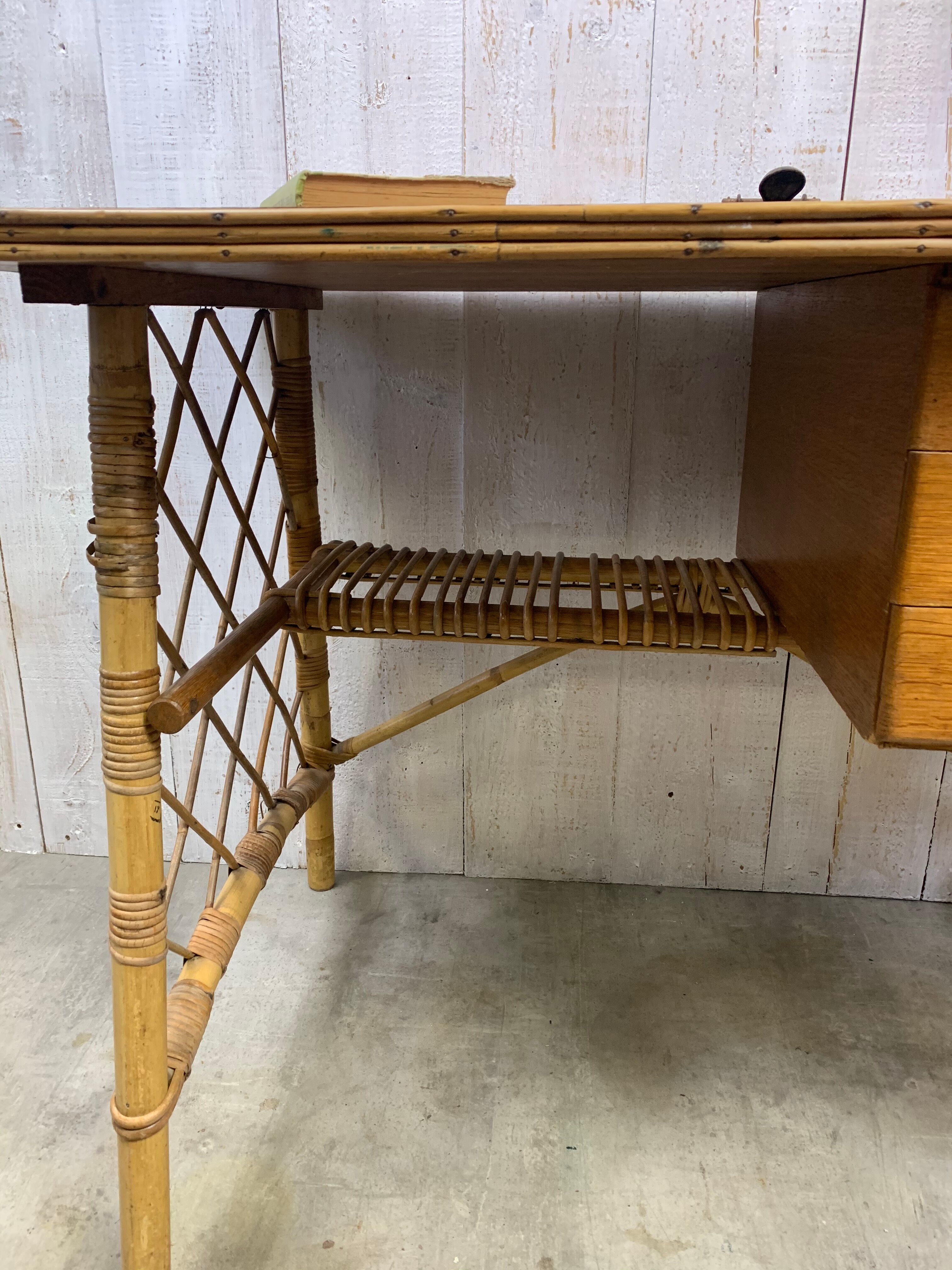 Louis Sognot rattan desk