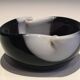 Two-Coloured Black and White Glass Dish with Swirls, circa 1970