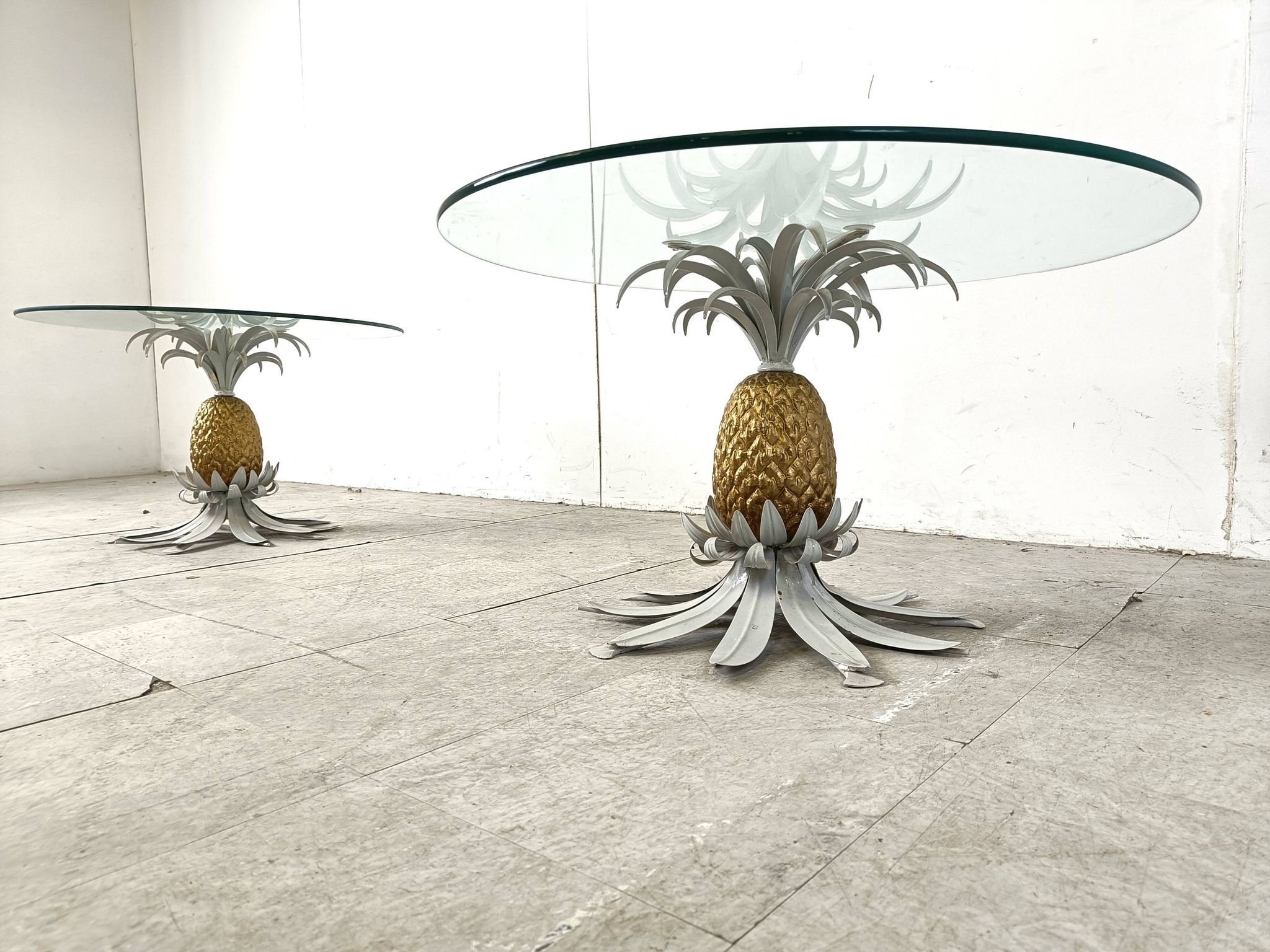 Pair of Hans Kögl pineapple side tables, 1960s