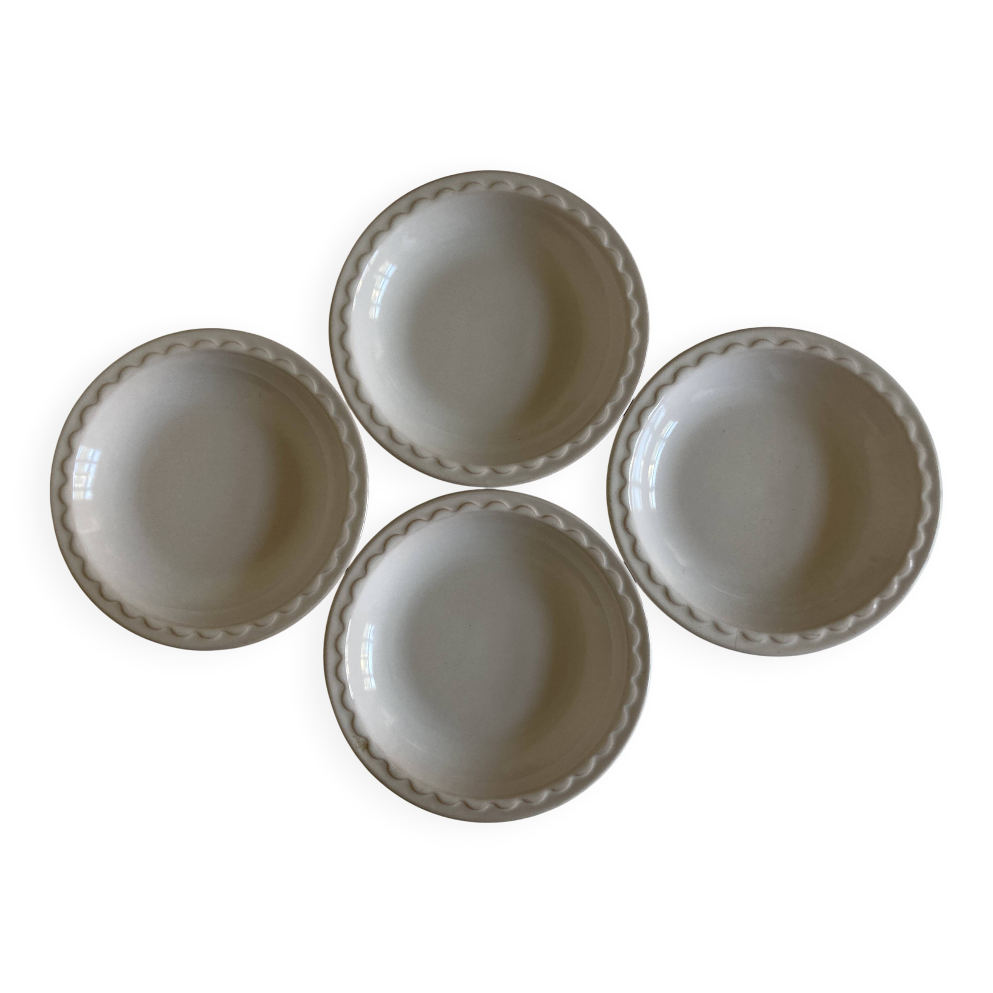 Set of 4 Festons soup plates by Pierre Motton Gien 1970