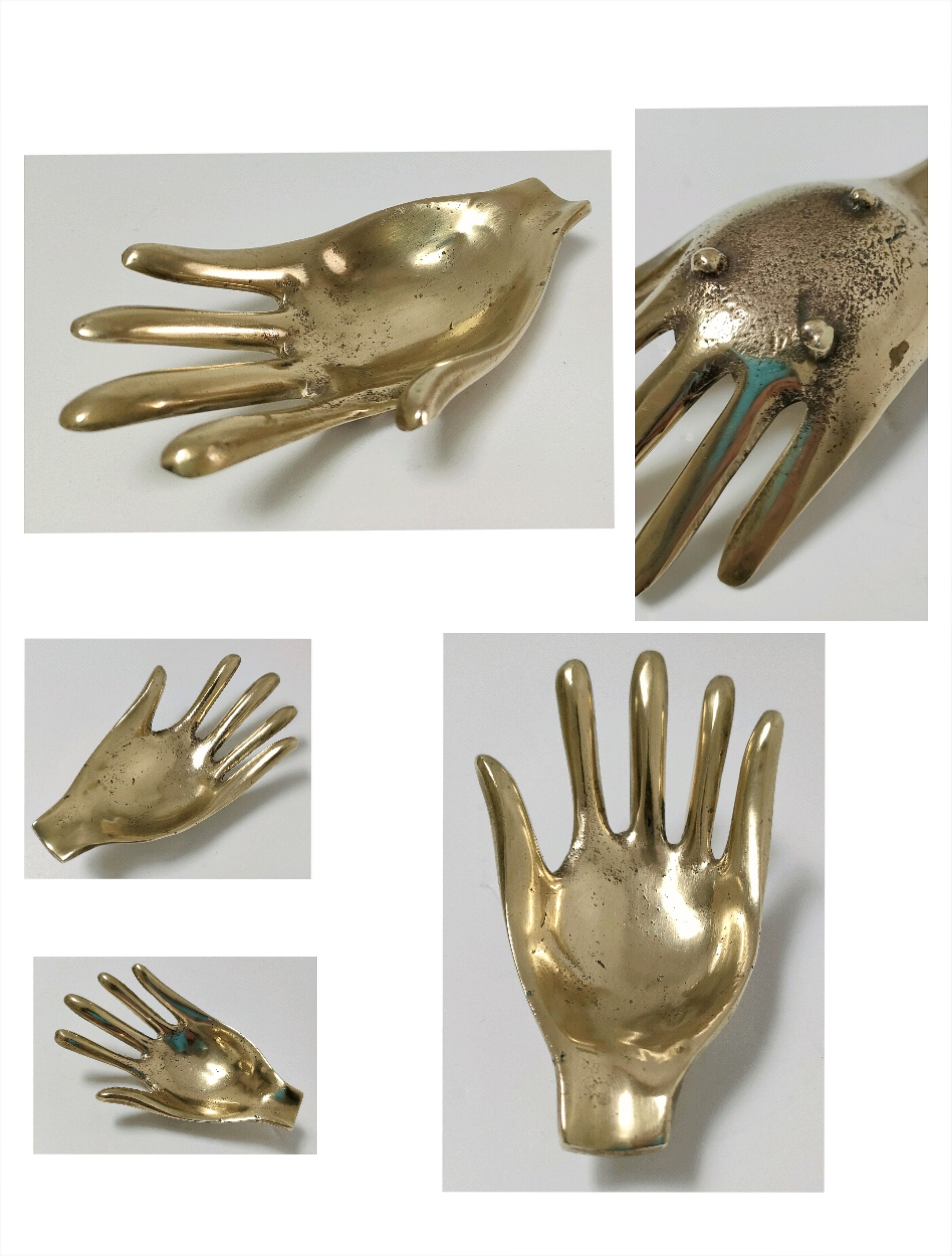 Hand bronze gilded ashtray design 70s