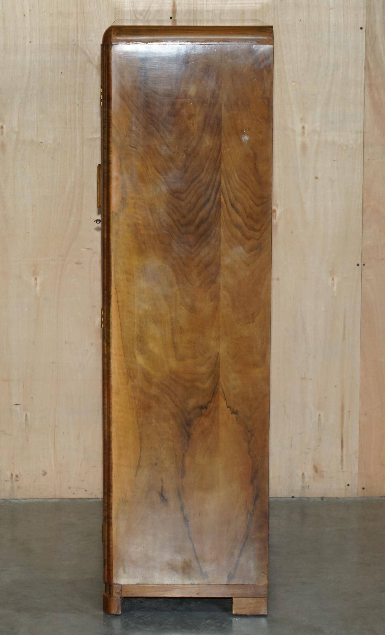 Small Art Deco wardrobe in satin walnut, circa 1930.