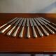 12 antique Art Deco knives silver metal and molten steel blades