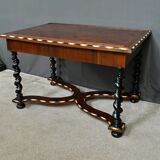Desk table in precious wood marquetry, Napoleon III period – mid-19th century