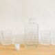 Set five glasses and whiskey decanter in chiseled glass
